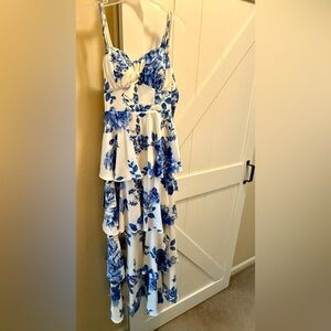 Floral Blue and White Maxi Dress